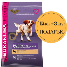 Eukanuba Puppy & Junior All breed lamb & rice  - Суха храна за кучета с агнешко и ориз